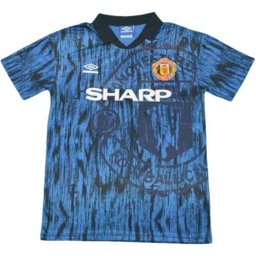 manchester united exterieur maillots de foot 1992-1993 bleu homme