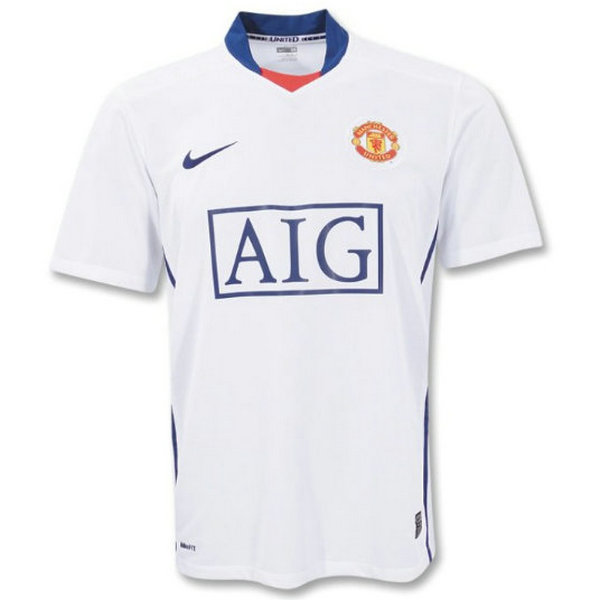 manchester united exterieur maillots de foot 2008-2009 blanc homme