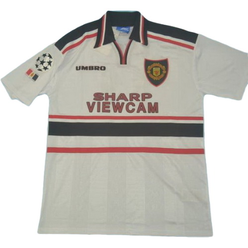 manchester united exterieur maillots de foot lega 1998-1999 blanc homme