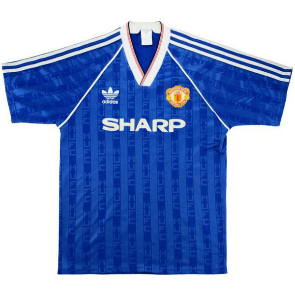 manchester united troisième maillots de foot 1988-1990 bleu homme
