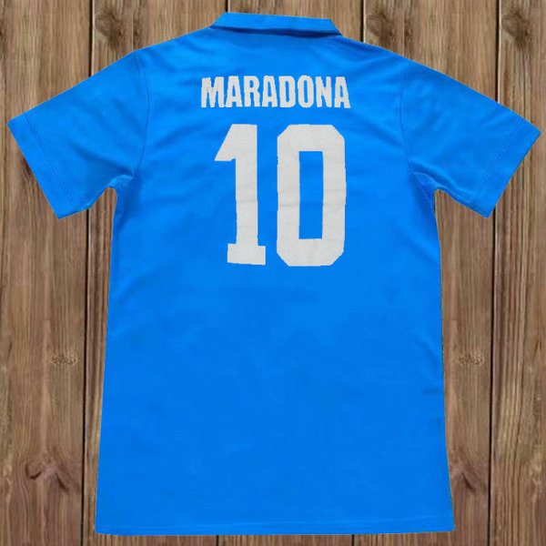 naples domicile maillots de foot 1989-1990 maradona 10 bleu homme