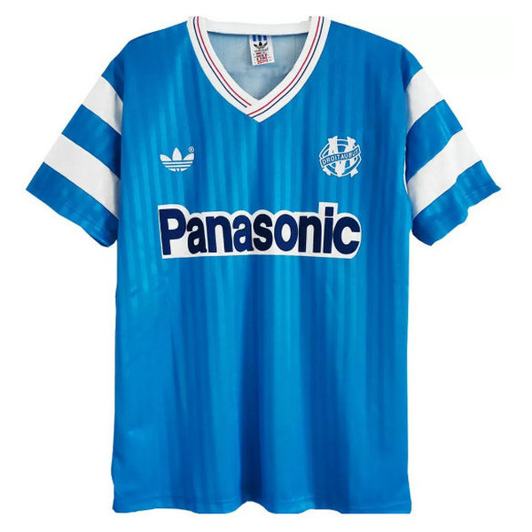 om marseille exterieur maillots de foot 1990-1991 bleu homme