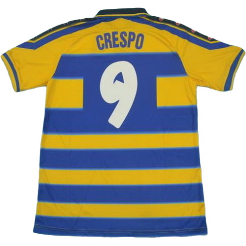 parma domicile maillots de foot 1999-2000 crespo 9 jaune bleu homme