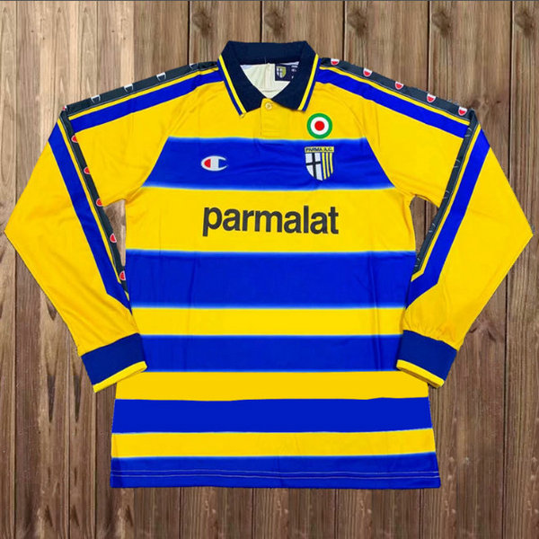 parma domicile maillots de foot 1999-2000 manches longues jaune homme