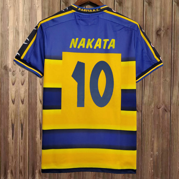 parma domicile maillots de foot 2001-2002 nakata 10 jaune homme