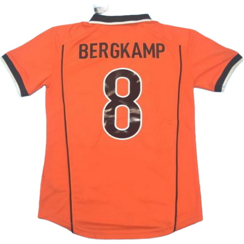 pays-bas domicile maillots de foot 1998 bergkamp 8 orange homme
