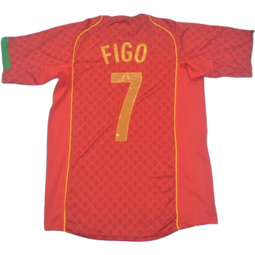 portugal domicile maillots de foot 2004 figo 7 rouge homme