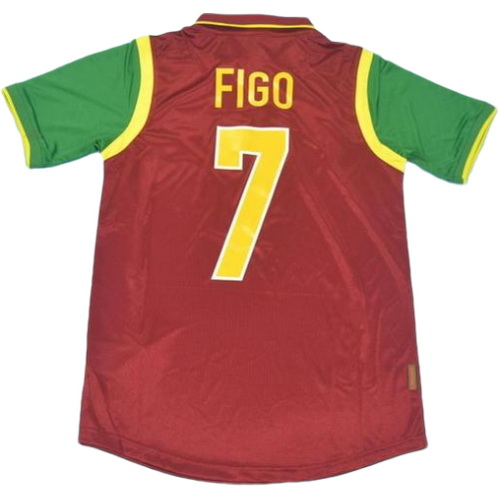 portugal domicile maillots de foot copa mundial 1998 figo 7 rouge homme