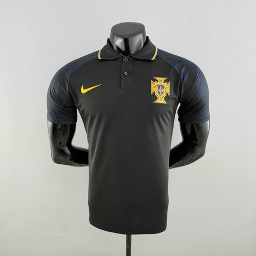 portugal maillots polo de foot 2022-2023 noir homme