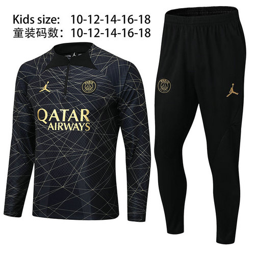 psg completo veste de sport de foot 2022-2023 or noir or noir enfant