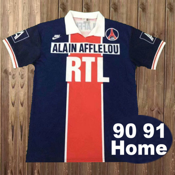 psg domicile maillots de foot 1990-1991 bleu homme