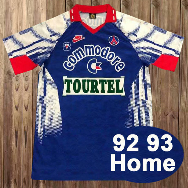 psg domicile maillots de foot 1992-1993 bleu homme