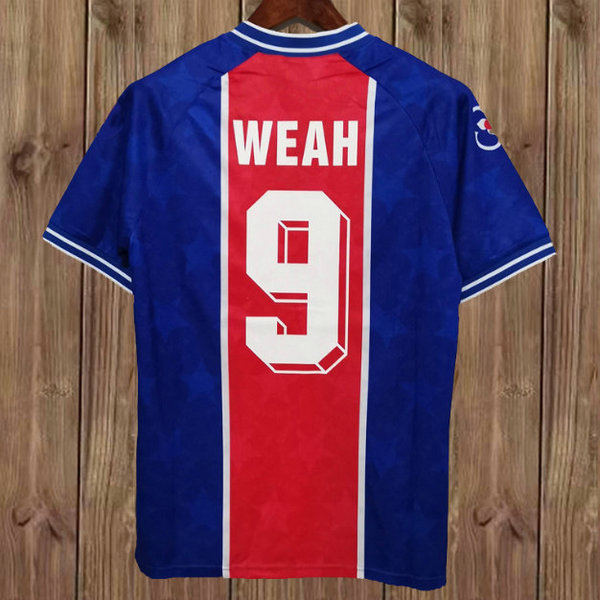 psg domicile maillots de foot 1994-1995 weah 9 bleu homme