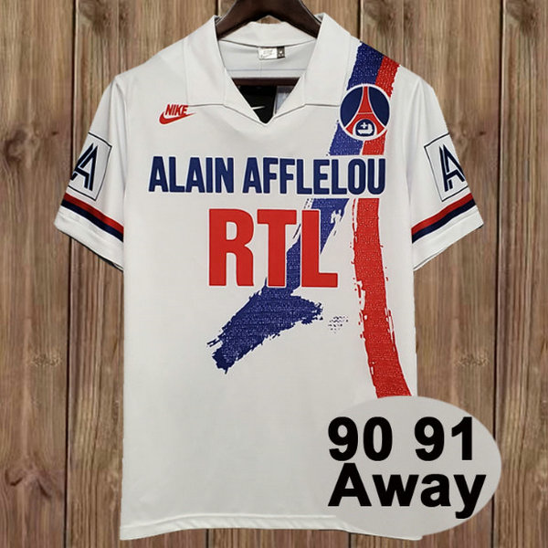 psg exterieur maillots de foot 1990-1991 blanc homme