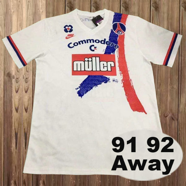 psg exterieur maillots de foot 1991-1992 blanc homme