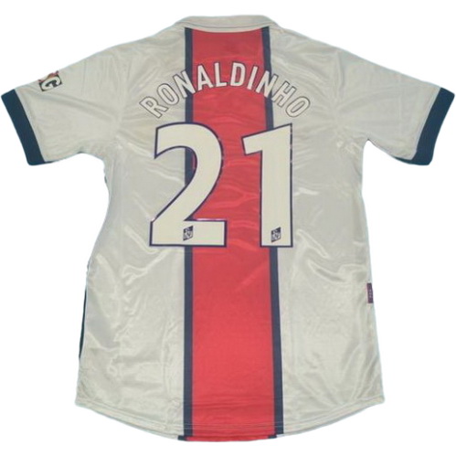 psg exterieur maillots de foot 1998-1999 ronaldinho 21 blanc homme