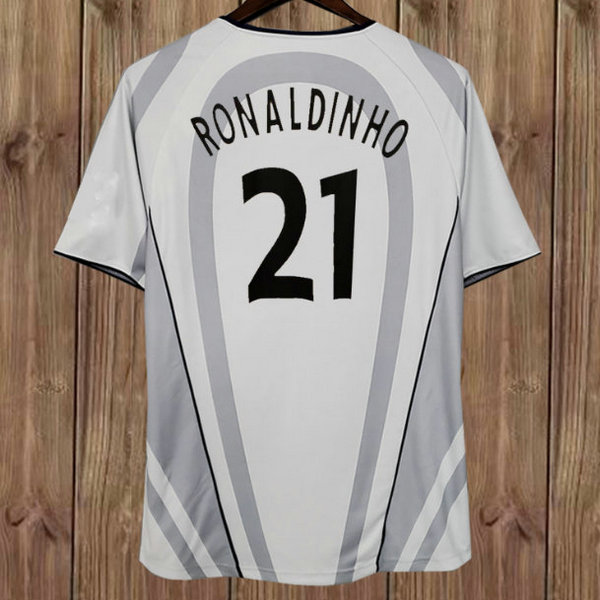 psg exterieur maillots de foot 2001-2002 ronaldinho 21 gris homme