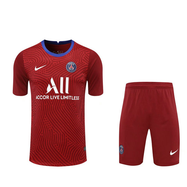 psg gardien maillots+shorts de foot 2021 rouge homme