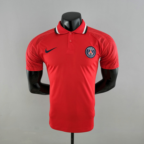 psg maillots polo de foot 2022-2023 rouge homme