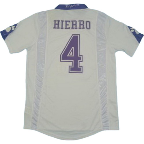 real madrid domicile maillots de foot 1997-1998 hierro 4 blanc homme