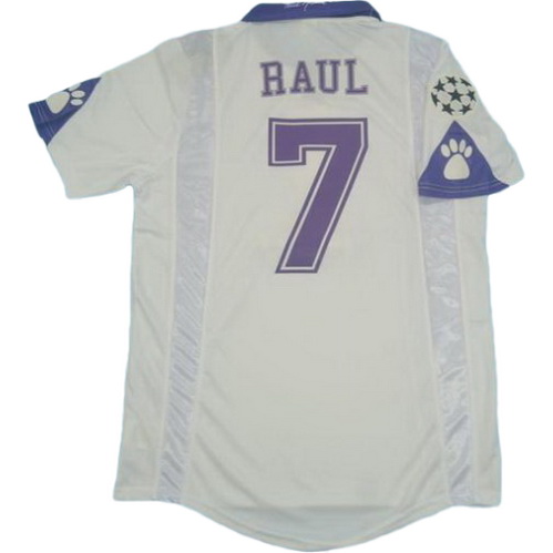 real madrid domicile maillots de foot 1997-1998 raul 7 blanc homme