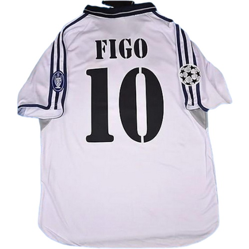 real madrid domicile maillots de foot 2001-2002 figo 10 blanc homme