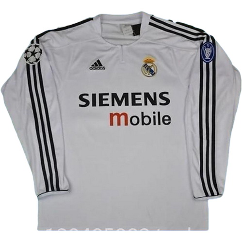 real madrid domicile maillots de foot 2003-2004 manches longues blanc homme