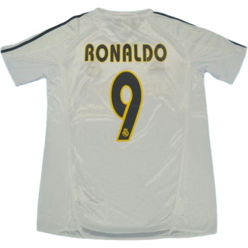 real madrid domicile maillots de foot 2003-2004 ronaldo 9 blanc homme