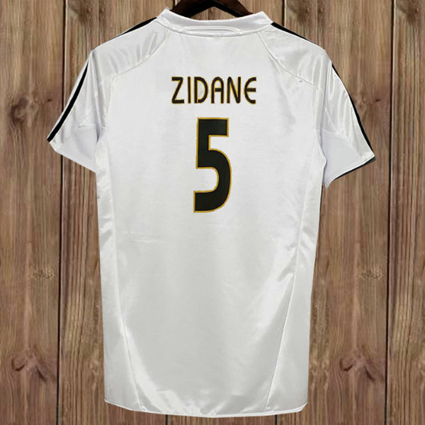 real madrid domicile maillots de foot 2004-2005 zidane 5 blanc homme