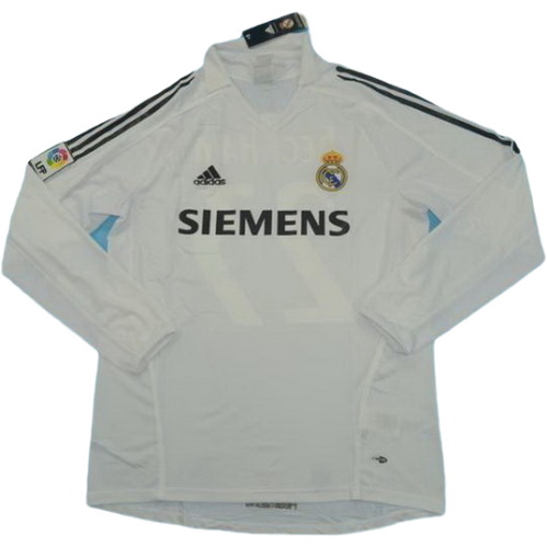 real madrid domicile maillots de foot 2005-2006 manches longues blanc homme