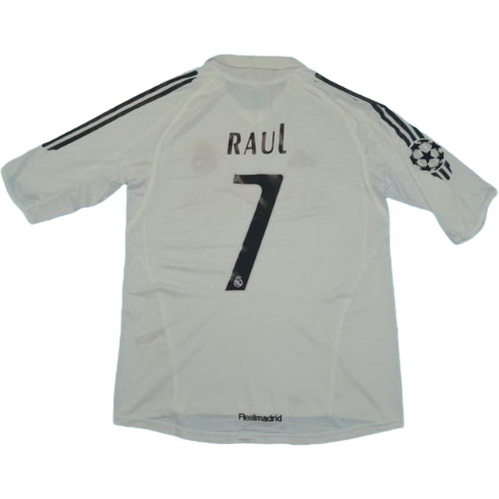 real madrid domicile maillots de foot 2005-2006 raul 7 blanc homme