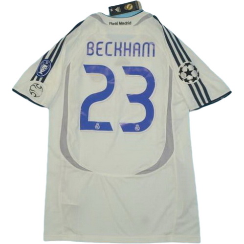 real madrid domicile maillots de foot 2006-2007 beckham 23 blanc homme