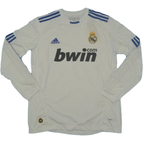 real madrid domicile maillots de foot 2010-2011 manches longues blanc homme