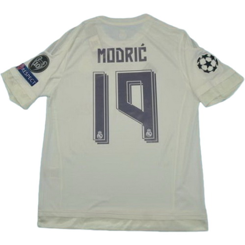 real madrid domicile maillots de foot 2015-2016 modric 19 blanc homme