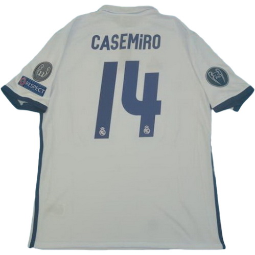 real madrid domicile maillots de foot 2016-2017 casemiro 14 blanc homme