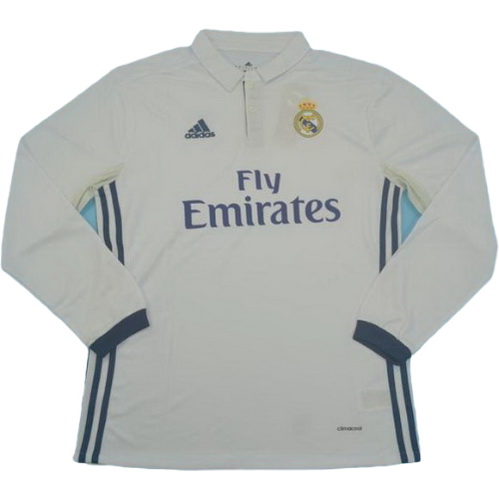 real madrid domicile maillots de foot 2016-2017 manches longues blanc homme