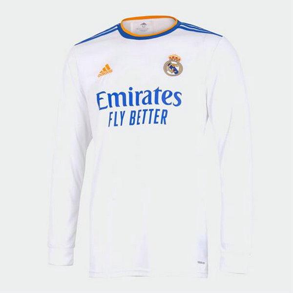 real madrid domicile maillots de foot 2021 2022 manches longues blanc homme
