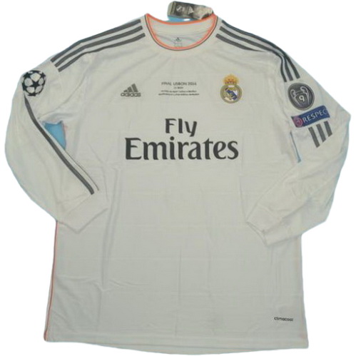 real madrid domicile maillots de foot ucl 2013-2014 manches longues blanc homme