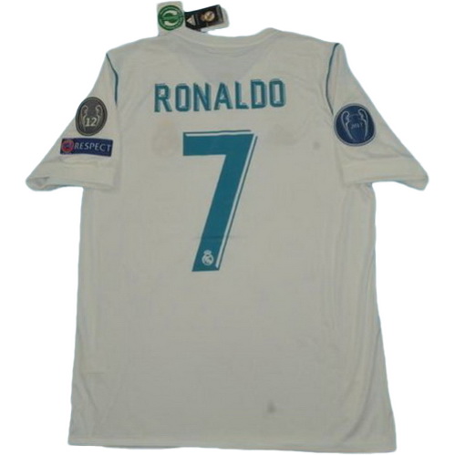 real madrid domicile maillots de foot ucl 2017-2018 ronaldo 7 blanc homme