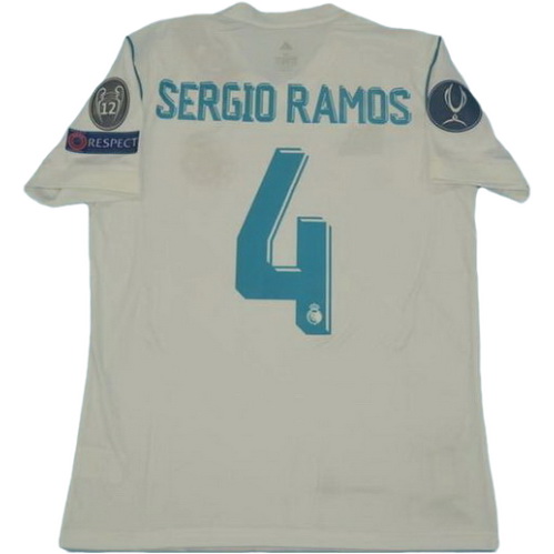 real madrid domicile maillots de foot ucl 2017-2018 sergio ramos 4 blanc homme