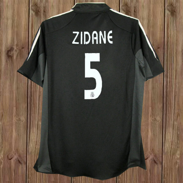 real madrid exterieur maillots de foot 2004-2005 zidane 5 noir homme