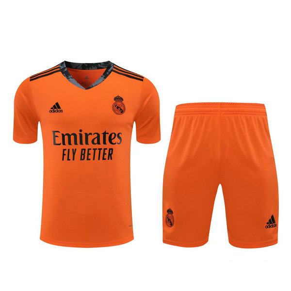 real madrid gardien maillots+shorts de foot 2021 orange homme