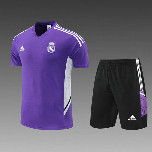 real madrid training shorts + manches courtes de foot 2022-2023 alto homme