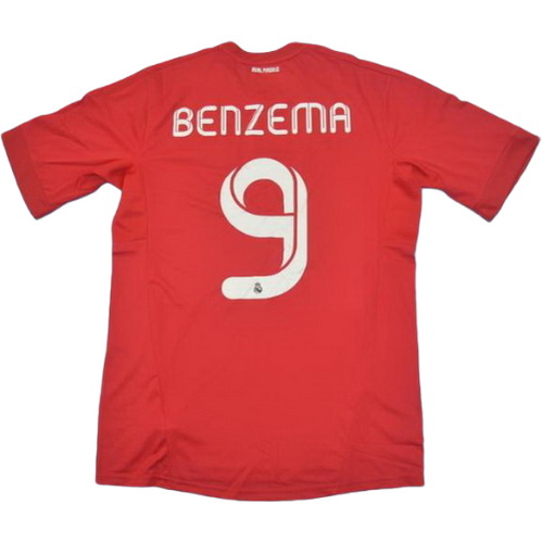 real madrid troisième maillots de foot 2011-2012 benzema 9 rouge homme