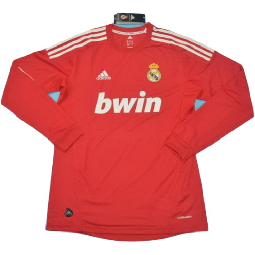 real madrid troisième maillots de foot 2011-2012 manches longues rouge homme