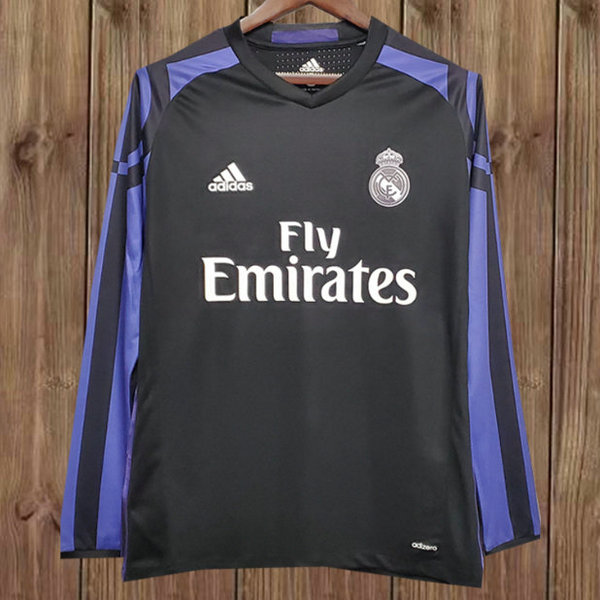 real madrid troisième maillots de foot 2016-2017 manches longues noir homme