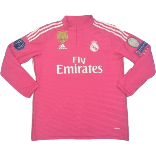 real madrid troisième maillots de foot ucl 2014-2015 manches longues rose homme