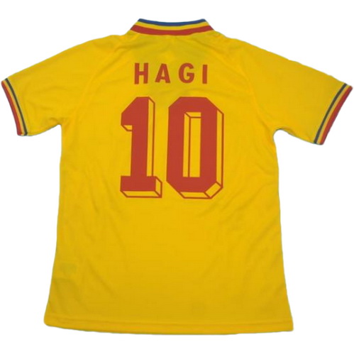 romania domicile maillots de foot copa mundial 1994 hagi 10 jaune homme