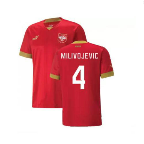 serbia domicile maillots de foot 2022 milivojevic 4 homme