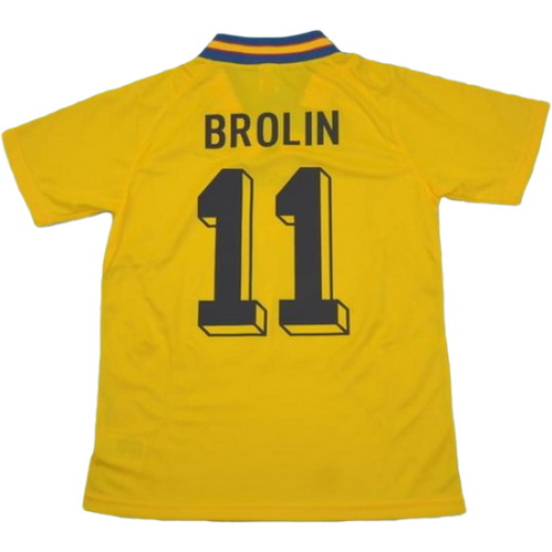 suède domicile maillots de foot copa mundial 1994 brolin 11 jaune homme